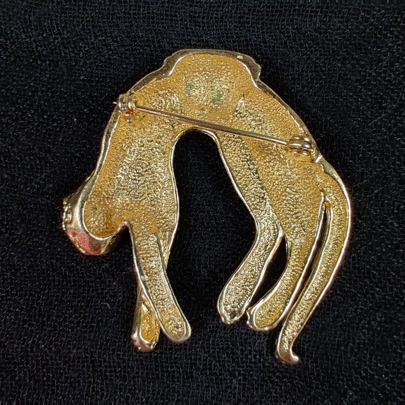 Vintage Panther Brooch Clear Rhinestone Crystal Eyes Metal Pin Retro Gold Tone - Picture 6 of 9